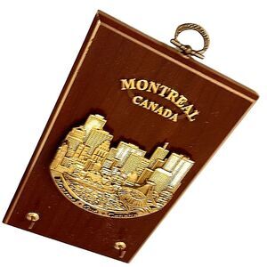 Montreal Canada Skyline Key Holder Wall hanger golden metal brown Souvenir gift